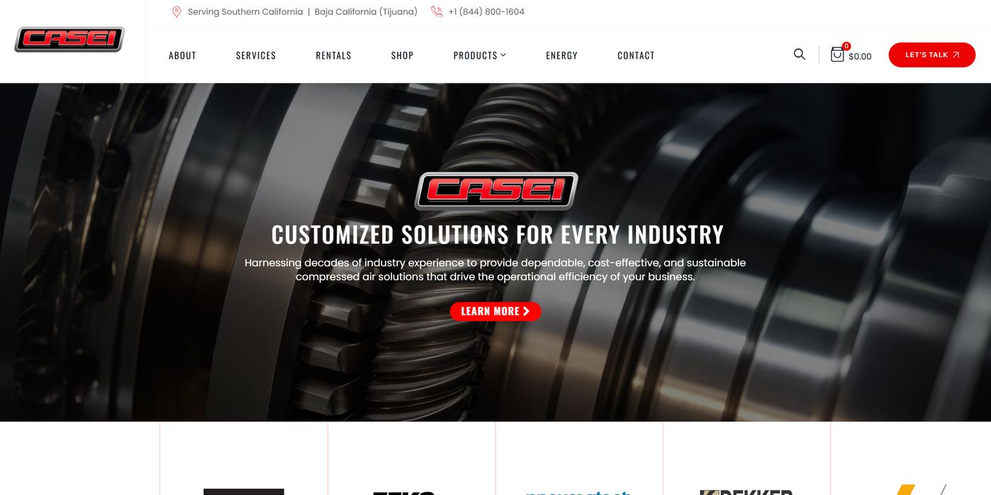 The casei.com homepage after the redesign, shown at desktop width